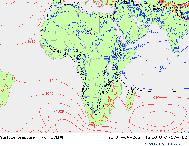 Luchtdruk (Grond) ECMWF za 01.06.2024 12 UTC