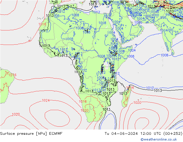 Yer basıncı ECMWF Sa 04.06.2024 12 UTC