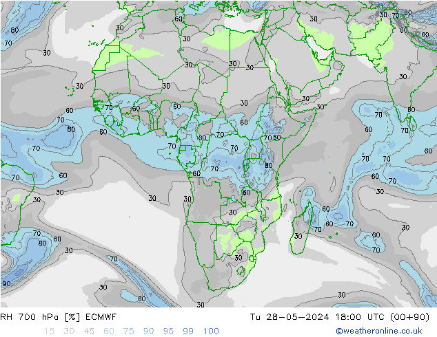 700 hPa Nispi Nem ECMWF Sa 28.05.2024 18 UTC