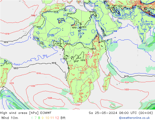 High wind areas ECMWF  25.05.2024 06 UTC