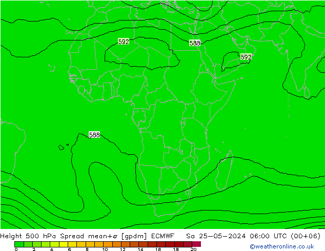 500 hPa Yüksekliği Spread ECMWF Cts 25.05.2024 06 UTC