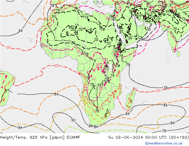 Height/Temp. 925 hPa ECMWF  02.06.2024 00 UTC