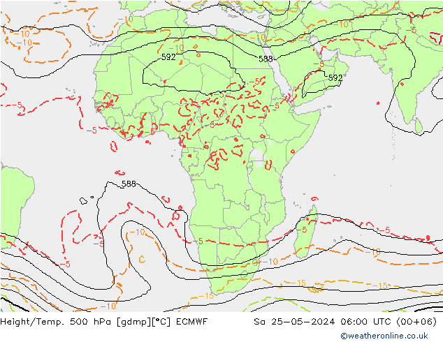 Height/Temp. 500 hPa ECMWF sab 25.05.2024 06 UTC