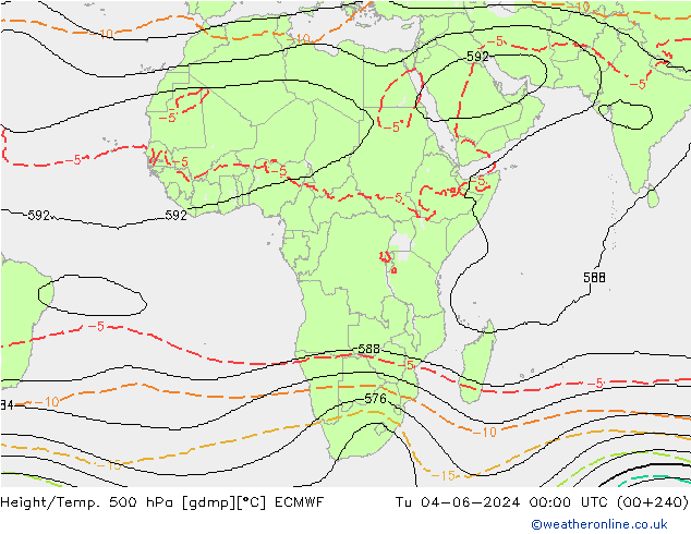 Height/Temp. 500 гПа ECMWF вт 04.06.2024 00 UTC