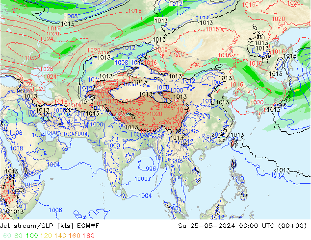 Jet Akımları/SLP ECMWF Cts 25.05.2024 00 UTC