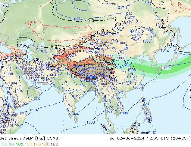 Corriente en chorro ECMWF dom 02.06.2024 12 UTC