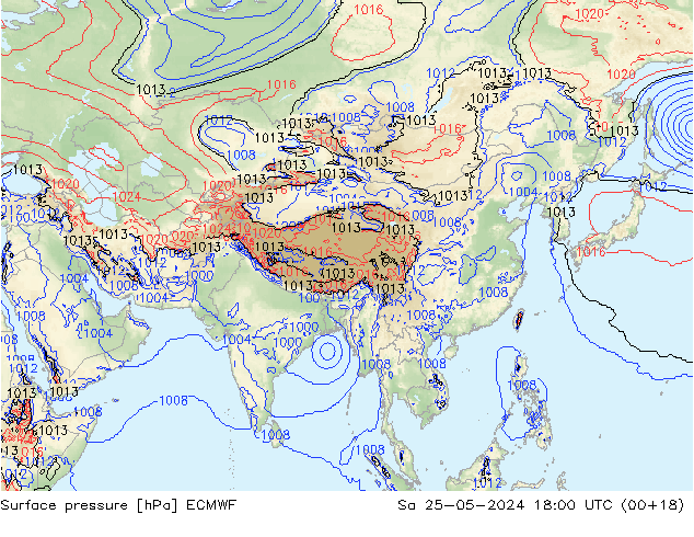 Surface pressure ECMWF Sa 25.05.2024 18 UTC