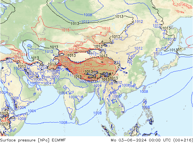 Atmosférický tlak ECMWF Po 03.06.2024 00 UTC