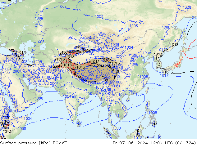 pressão do solo ECMWF Sex 07.06.2024 12 UTC