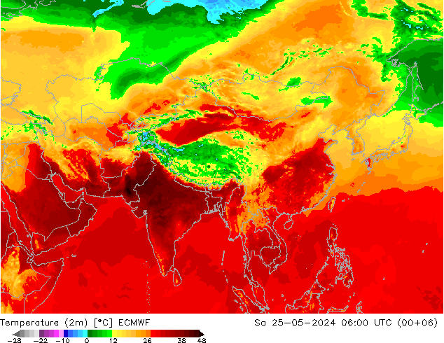 Temperatura (2m) ECMWF Sáb 25.05.2024 06 UTC