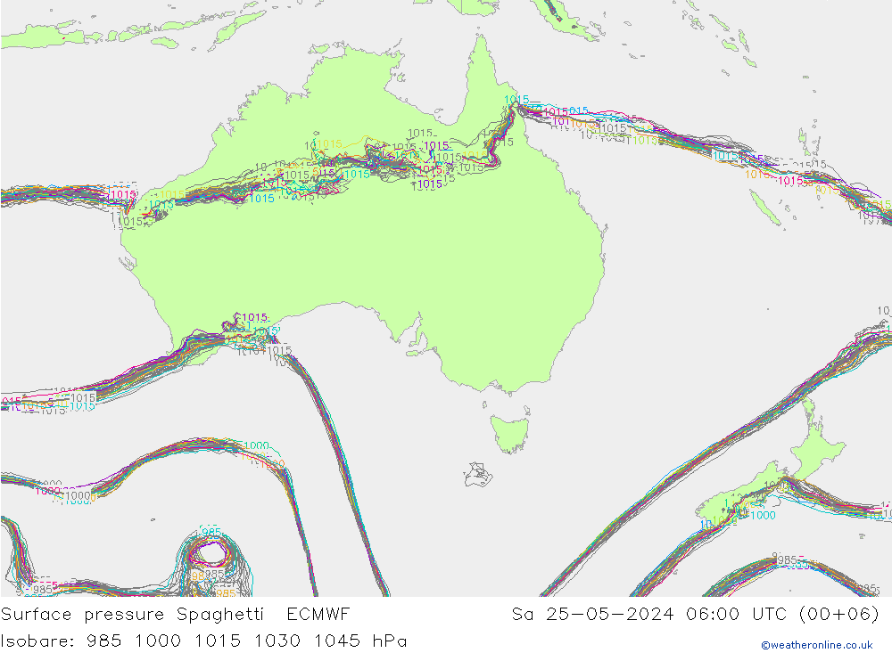 Surface pressure Spaghetti ECMWF Sa 25.05.2024 06 UTC