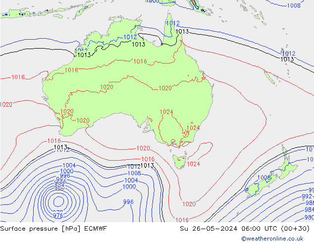 Surface pressure ECMWF Su 26.05.2024 06 UTC