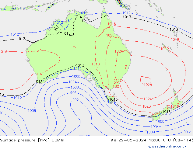 Yer basıncı ECMWF Çar 29.05.2024 18 UTC