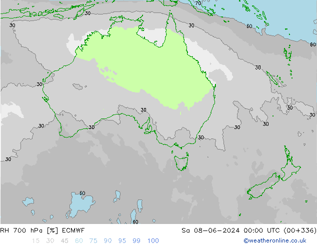 RH 700 гПа ECMWF сб 08.06.2024 00 UTC