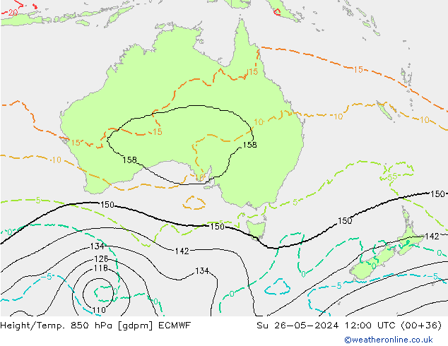 Height/Temp. 850 hPa ECMWF So 26.05.2024 12 UTC