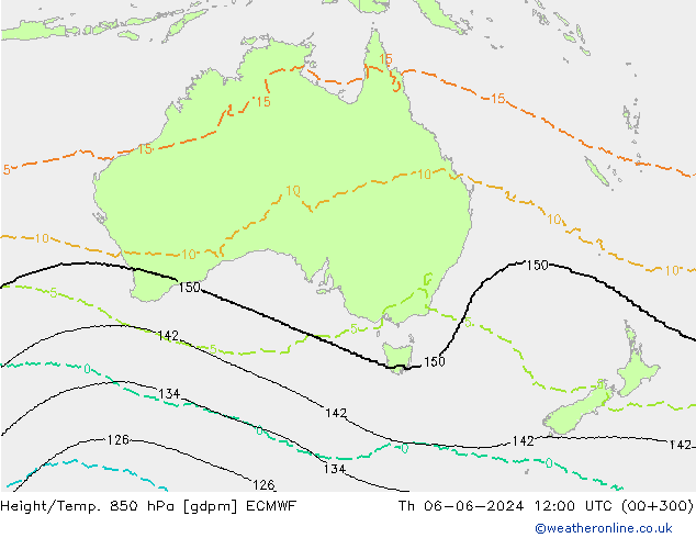 Height/Temp. 850 hPa ECMWF Qui 06.06.2024 12 UTC