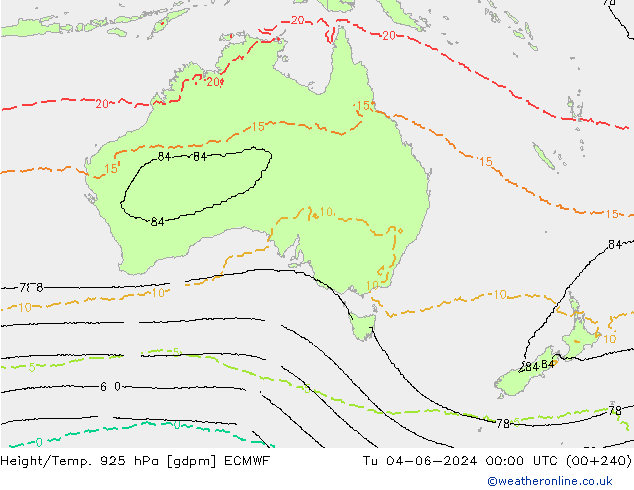 Geop./Temp. 925 hPa ECMWF mar 04.06.2024 00 UTC