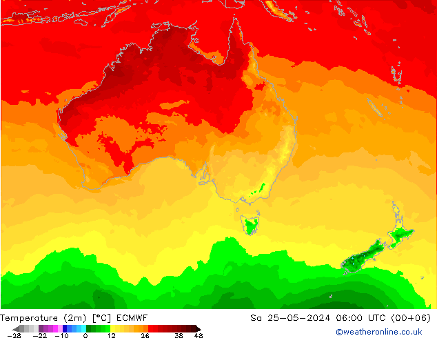 карта температуры ECMWF сб 25.05.2024 06 UTC