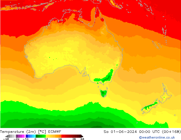 Sıcaklık Haritası (2m) ECMWF Cts 01.06.2024 00 UTC