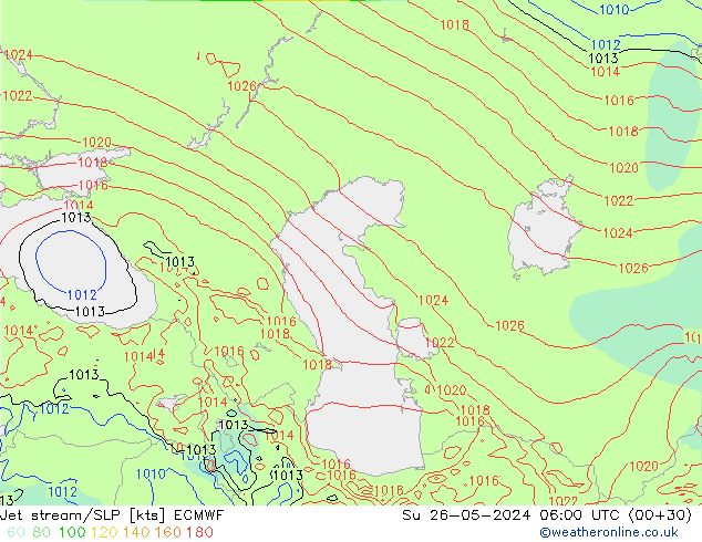 Prąd strumieniowy ECMWF nie. 26.05.2024 06 UTC