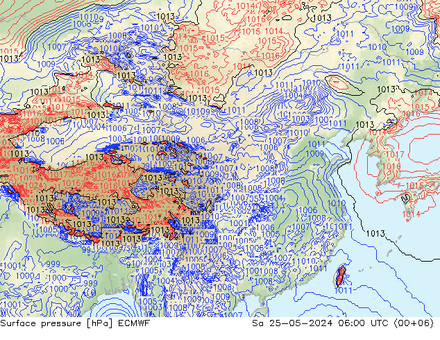 地面气压 ECMWF 星期六 25.05.2024 06 UTC