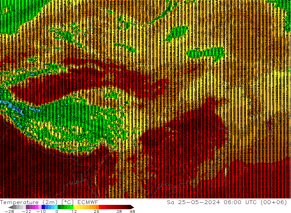 Temperaturkarte (2m) ECMWF Sa 25.05.2024 06 UTC