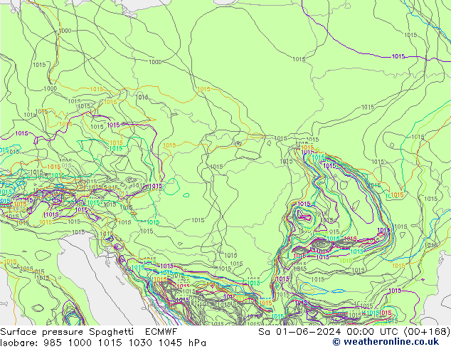 Atmosférický tlak Spaghetti ECMWF So 01.06.2024 00 UTC