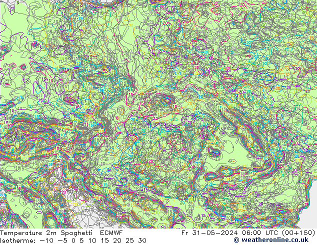 Sıcaklık Haritası 2m Spaghetti ECMWF Cu 31.05.2024 06 UTC