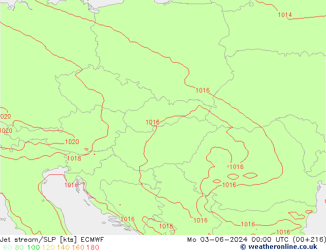 Jet Akımları/SLP ECMWF Pzt 03.06.2024 00 UTC