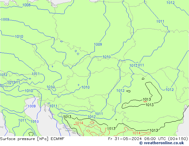 Surface pressure ECMWF Fr 31.05.2024 06 UTC