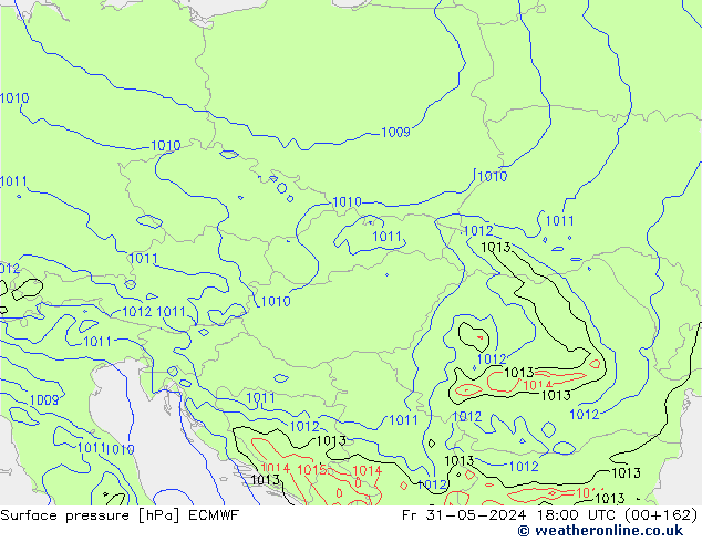 Surface pressure ECMWF Fr 31.05.2024 18 UTC