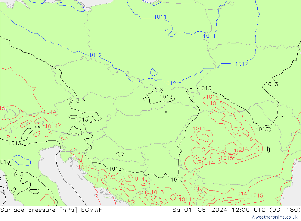 ciśnienie ECMWF so. 01.06.2024 12 UTC