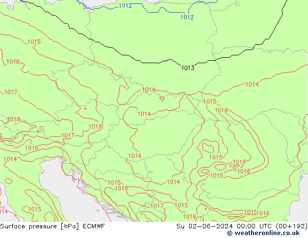 Surface pressure ECMWF Su 02.06.2024 00 UTC