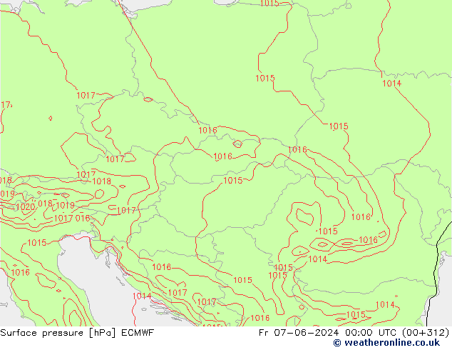 Presión superficial ECMWF vie 07.06.2024 00 UTC