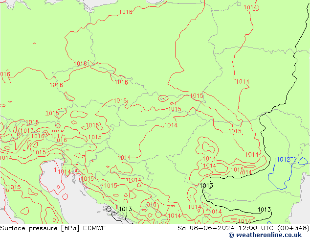 Surface pressure ECMWF Sa 08.06.2024 12 UTC