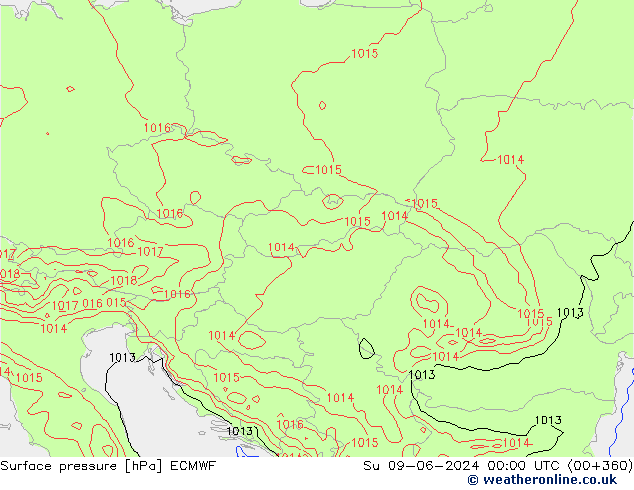 pressão do solo ECMWF Dom 09.06.2024 00 UTC