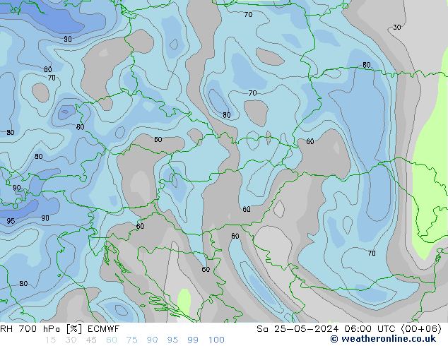 RH 700 hPa ECMWF Sa 25.05.2024 06 UTC