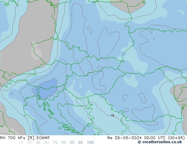 RH 700 hPa ECMWF St 29.05.2024 00 UTC