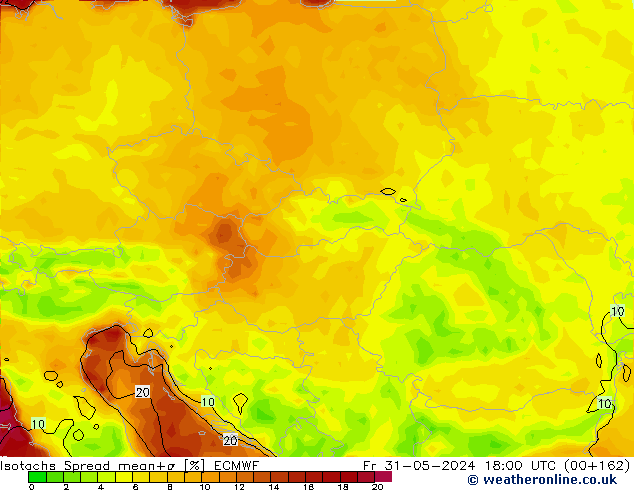 Isotachs Spread ECMWF пт 31.05.2024 18 UTC