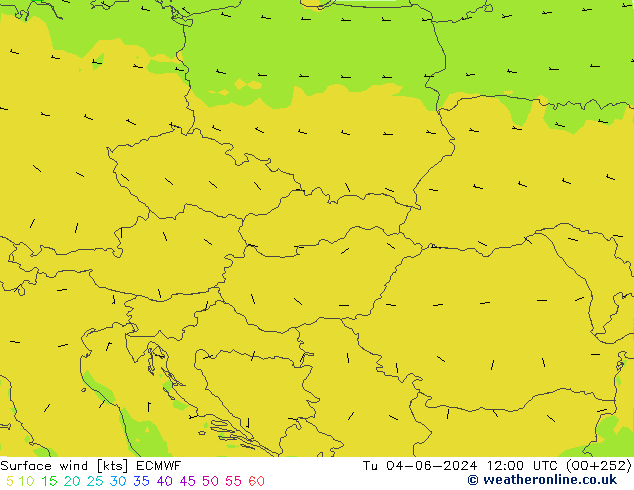 Bodenwind ECMWF Di 04.06.2024 12 UTC