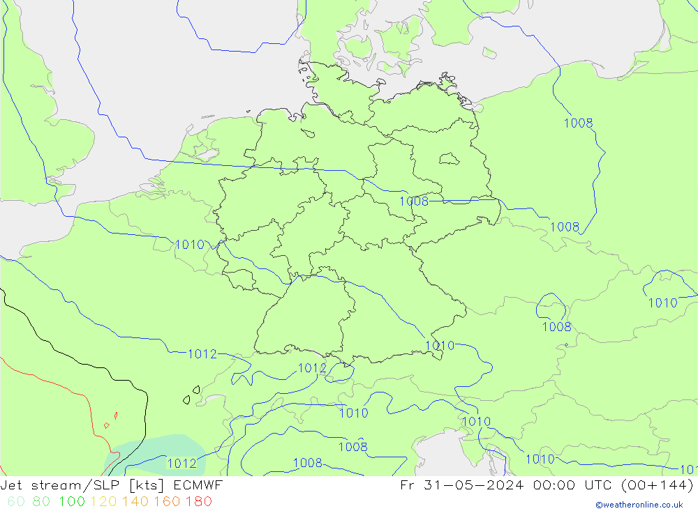 Jet stream ECMWF Sex 31.05.2024 00 UTC