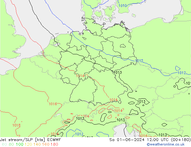 Jet stream/SLP ECMWF Sa 01.06.2024 12 UTC