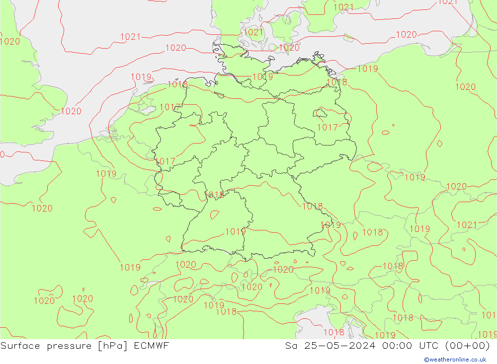 地面气压 ECMWF 星期六 25.05.2024 00 UTC