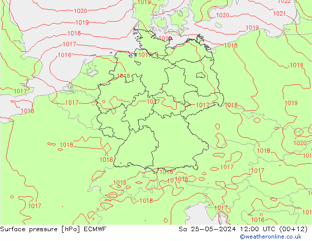 地面气压 ECMWF 星期六 25.05.2024 12 UTC