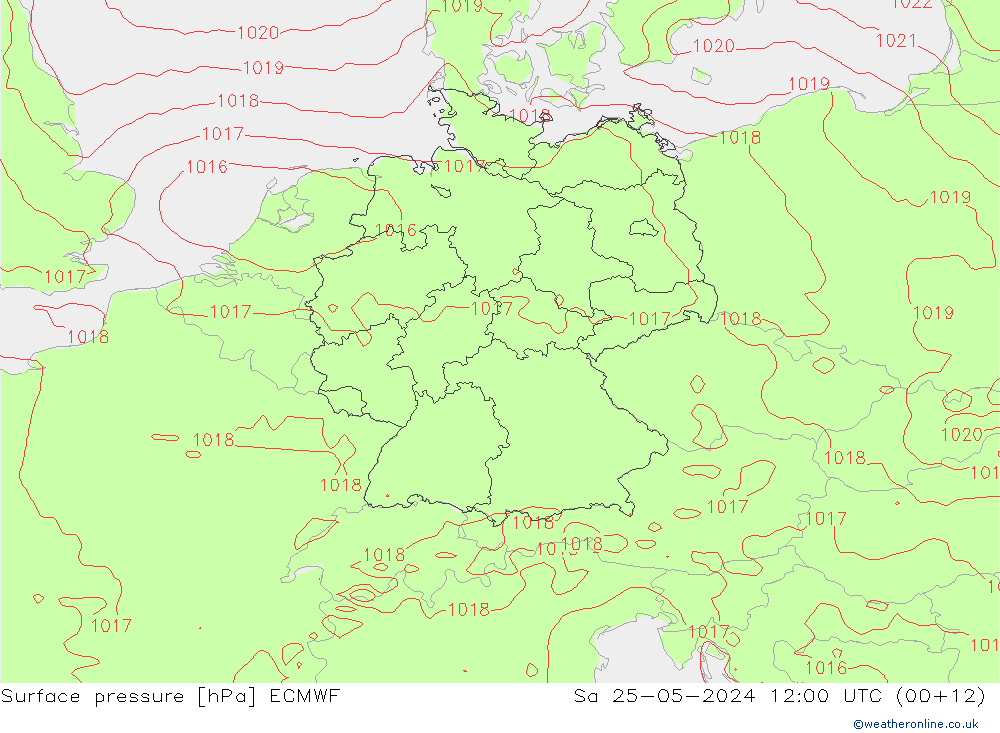 Surface pressure ECMWF Sa 25.05.2024 12 UTC