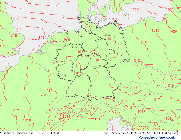 Surface pressure ECMWF Sa 25.05.2024 18 UTC