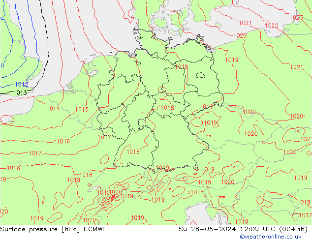 Bodendruck ECMWF So 26.05.2024 12 UTC