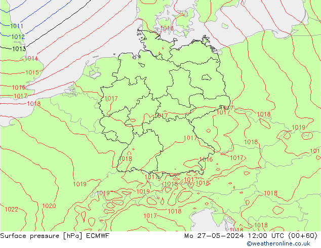 Surface pressure ECMWF Mo 27.05.2024 12 UTC