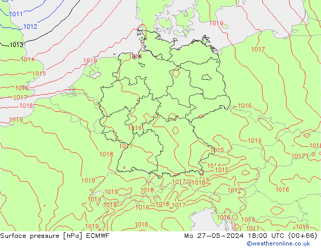 pressão do solo ECMWF Seg 27.05.2024 18 UTC