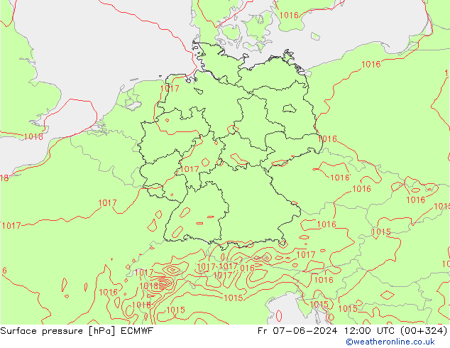 pression de l'air ECMWF ven 07.06.2024 12 UTC